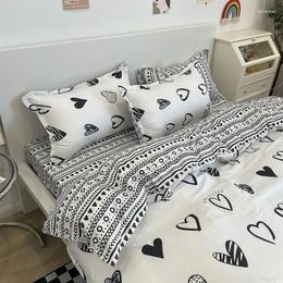 Bedding Sets White Beautiful Quilt Cover Pillowcase Bed Flat Sheets Cute Duvet Twin Double Single King Bedclothes