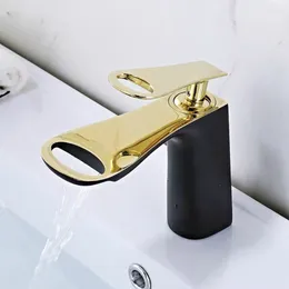 Bathroom Sink Faucets Basin Black/White/Gold Brass -style Unique Hole Water Outlet Design Faucet Cold Mixer Taps