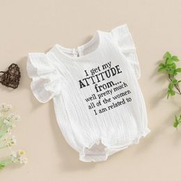 Rompers Born Baby Girls Romper Cotton Linen Casual Letter Print Summer Toddler Infant Clothes Sleeve Jumpsuit Bodysuit For Child