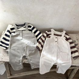 Clothing Sets Spring Baby Sleeveless Corduroy Jumpsuit Toddler Boy Cute Pocket Overalls Born Casual Stripe T-shirts Infant Clothes