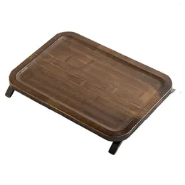 Plates Bamboo Serving Tray Tea With Legs Platter For El Home Ottoman Parties Bathroom