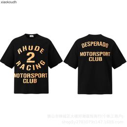 Rhude High end designer T shirts for 2024 Summer Letter Banner Printed Fashion New T-shirt With 1:1 original labels