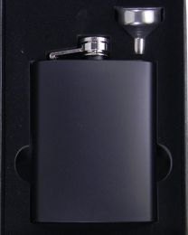 black 6oz stainless steel hip flask in black gift box packing Foam inner7717825