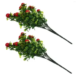 Decorative Flowers 2 Pcs Fruit Plant Decoration Windmill Cookie Yellow Lemons Branches Red Bead Sticks Fake Berry Twig Ornaments Household