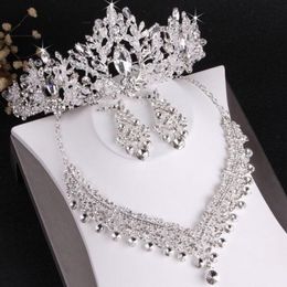Luxury Designer Jewellery Sets for Bride Wedding Party Crystal Crowns Necklace Earring Sets Headbands Shining Rhinestone Headpieces Tiara 2805