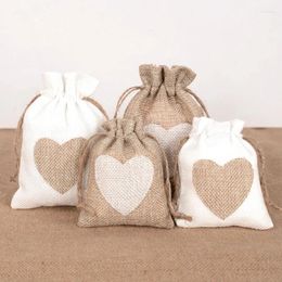 Gift Wrap 10pcs Linen Drawstring Bags Natural Burlap Candy Vintage Wedding Birthday Favour Jute Gifts Jewellery Wrapping Pouch