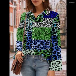 Women's Blouses Spring Shirt Women Leopard Print Y2k Clothes Vintage Fashion Blouse Top Oversized Harajuku Trend Cardigan Long Sleeve Blusa