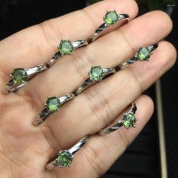 Cluster Rings 1Pc Fengbaowu Natural Moldavite Ring 925 Sterling Silver Resizable Reiki Healing Stone Fashion Jewelry Gift For Women