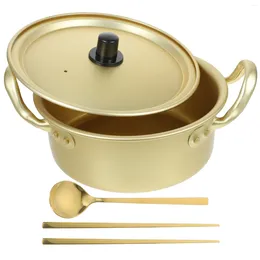 Double Boilers Housoutil Ramen Pot 1 Set Korean Cooking Lid Spoon Noodles Traditional Aluminium Instant Ramyun