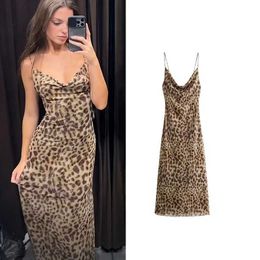 Basic Casual Dresses Summer Dress Womens 2024 New Elegant Leopard Pattern Tube Top Hanging Strap Party Womens Street Dress Young Student DressL2405