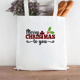 Storage Bags Merry Christmas To You Tote Bag For Women Canvas Women's Unique Shopper Customizable Pattern Designe Handbags Shopping