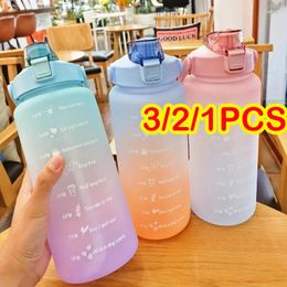 Water Bottles Bottle 2 Litres Gourd With Straw Outdoor Sports Drinking Time Marker Large Capacity Cup Fitness