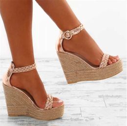 Golden white Summer Sexy Platform Shoes Wedges Sandals High Heel Fashion Open Toe Elevator Women Pumps Sandals Plus Size 3443 Y064130122