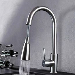 Kitchen Faucets Commercial Stainless Steel Single Handle Pull Down Sprayer Faucet Out Brushed Nickel-