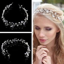 High Quality Sliver Crystal Headband For Bride Hair Accessories Flower Head Piece Handmade Wedding Hair Jewellery 2671