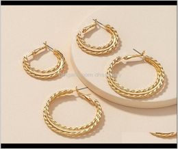 Hie Drop Delivery 2021 Trendy Ins Gold Textured Metal Geo Geometric Minimalism Hoop Earrings Set Korean Fashion Chic Women Party J5320546