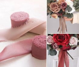 Party Decoration 5Mroll 38cm Handmade Frayed Edged Chiffon Silk Ribbon For Wedding Invitation Bouquets Gift Wrapping Fringe Craf6181301