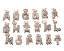Custom Name Crown Bail Drip Initials Letters Necklaces Pendant For Men Women Gold Colour Cubic Zircon Hip Hop Jewelry5624768