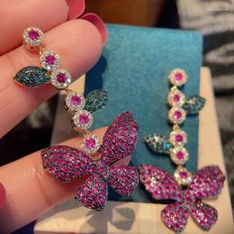 Dangle Earrings Bilincolor Stylish Micro Inlaid Zircon Cute Bow Tassel For Women