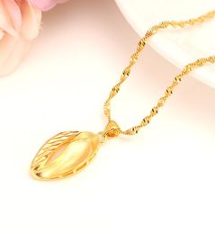 Dubai Necklace Women Ethiopian Pendant Necklace 24k Yellow Solid Fine Gold Color GF Jewelry leaf party mother Gifts6356620