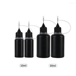 Storage Bottles 100pcs Black Colour Empty Bottle 10ml 30ml Plastic Dropper With Screw Metal Tips E Liquid Needle