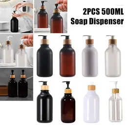 Liquid Soap Dispenser 500ml Frosted/Glossy Refillable Hand Pump Bottle Shampoo Conditioner Shower Gel Empty Container Kitchen Bathroom