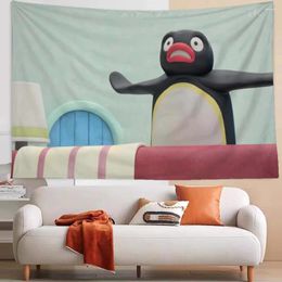 Tapestries Pingu Tapestry On The Wall Art Room Decorations Decoration Home Rugs Witchcraft Christmas Decor Aesthetic Kawaii Cute