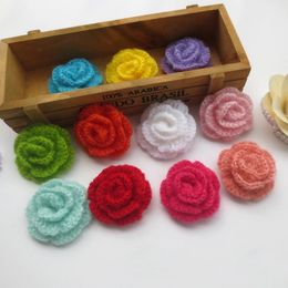 Handmade Rose Flower Crochet Knitted AppliqueCloth Paste Yarn DIY Needlework Sewing Accessories 6cm 30 PCs/Lot180 240510