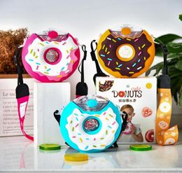 380ml Donut Style Straps Bottle Portable Sports Multi Water Cup Creative Straw Childen Plastic Kettle Drinkware HA13716541074