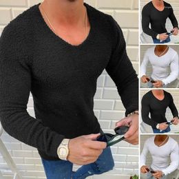 Men's Jackets Autumn And Winter Mens Sweater Slim V-neck Tight Double Velvet Solid Color Warm