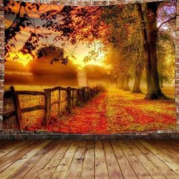 Tapestries Home Decor Forest Red Leaves Landscape Tapestry Room Indoor Wall Curtain Bedroom Ation Mural