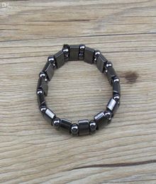 1pc High Quality Men Women Black Natural Magnetic Hematite Therapy Arthritis Beads Bracelet 18cm4653267