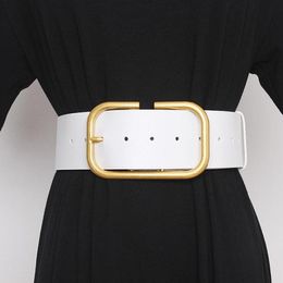 Women039s runway fashion gold buckle genuine leather Cummerbunds female Dress Corsets Waistband Belts decoration wide belt TB122064971