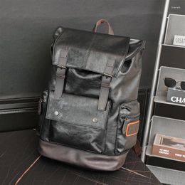 Backpack Large-capacity Men Travel 2024 Business Waterproof High-quality PU Leather Notebook Back Bag Laptop Bags Male