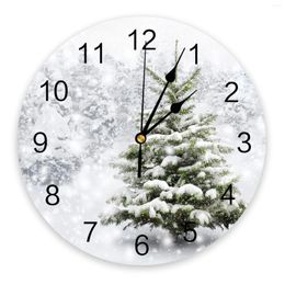 Wall Clocks Christmas Snow Land Tree Snowflake Bedroom Clock Large Modern Kitchen Round Watches Living Room Home Decor