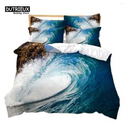 Bedding Sets Beautiful Scenery Set Wave 3Pcs Duvet Cover Soft Comfortable Breathable For Bedroom Guest Room Decor