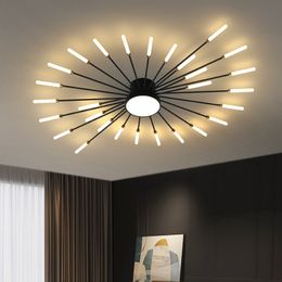 Modern LED Ceiling Lights For Living Room Hall Hotel Bedroom Chandelier Acrylic Sunflower Black Gold Ceiling Lamps Decor Fixture