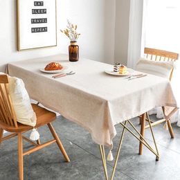 Table Cloth Pure Color Cotton And Linen Tablecloth Household Rectangular Table_Jes241