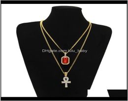 Men S Egyptian Ankh Key Of Life Necklace Set Bling Iced Out Mini Gemstone Gold Silver Chain For Women Hip Hop Jewellery Ibrgq Neck Ewxvt2668051