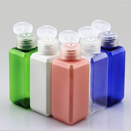 Storage Bottles 100pcs 50ml Empty Square Flip Top Cap Plastic Lotion High Qaulity PET Liquid Soap Shampoo Cosmetic Packaging