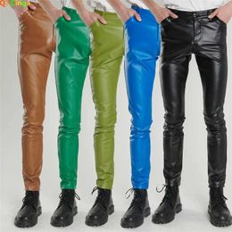 Pantaloni da uomo (16 colori) pantaloni in pelle in bicicletta da uomo Pantaloni PU elastici alla moda