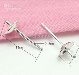 20pcslot 925 Sterling Silver Earring Pins Needles Finding Components For DIY Jewellery Gift Craft 08x6x14mm WP0421946967