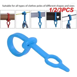 Hangers 1/2/3PCS Multifunctional Windproof Plastic Hanger Hooks Clothes Drying Rack Non-Slip Fixer Buckle For Rod Random Color