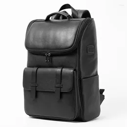 Backpack Men Bookbag Mens Bag Genuine Leather Luxury College Back Pack Fashion Waterproof Travel USB Luggage Laptop