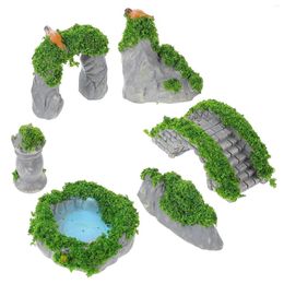 Garden Decorations Micro Landscape Ancient Building Fairy Resin Tree Miniature Gardening Potted Decoration Accessories