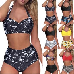 Women's Swimwear Fashion Print Bikini Set Two Piece Separates Swimsuit Women Ruched Y2k Luxury Tankinis Spring Summer Beach Mujer Suit