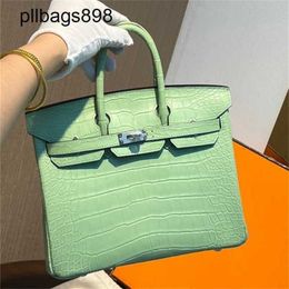 Brknns Handbag Genuine Leather 7A Handswen Green Matte Crocodile 25CM Womens9J0V