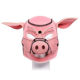 Sexy Soft Sponge Head Fetish Slave BDSM Bondage Restraints Erotic Sex Toy For Adult Cosplay Games Rubber Pig Hood Mask Catsuit Costumes