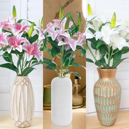 Decorative Flowers 1PC Lily Branch (Excluding Bottles) Business Office Desktop Foyer Garden Courtyard Home Decoration Placement