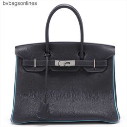 Top Grade Hremms Genuine Leather Designer Hand Bags Free Shipping Women Birkks 30 Tone Leather Black Blue Green Handbag Block Carved Mediaeval with Real Brand Log Bag